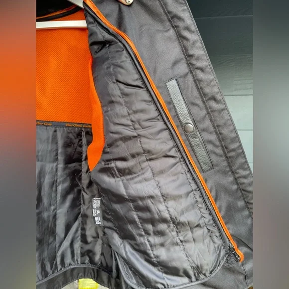 Black First classic leather gear motorcycle riding jacket with vest XL XXL - Picture 9 of 14